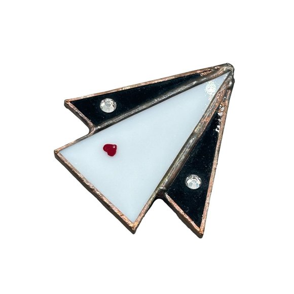 Vintage Handcrafted Glass Pin Brooch Geometric Abstract 70s Costume Jewelry - Picture 1 of 5
